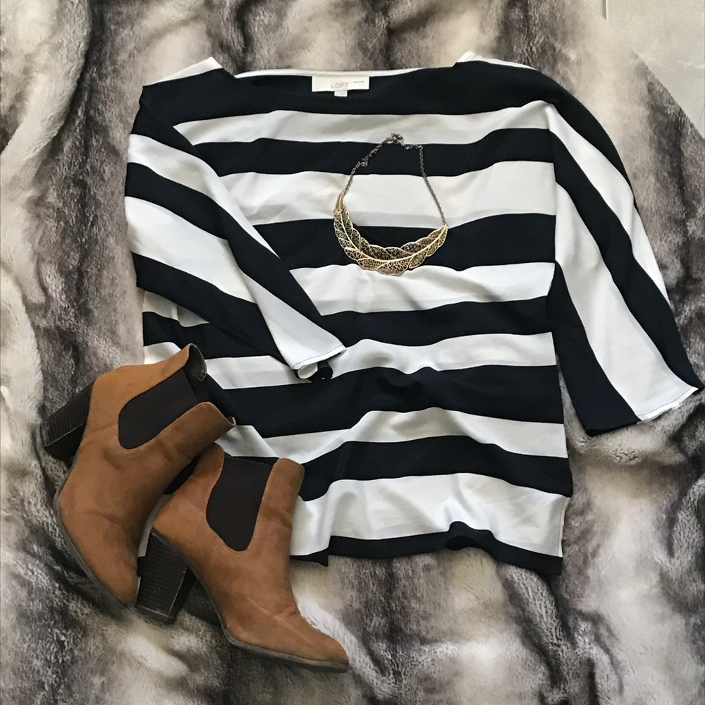 Loft Nautical Navy and White Striped Blouse ⚓️